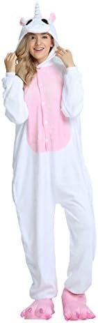 Engeryplay Unisex Animal Onesie Halloween Costumes Pajamas Cosplay Parent-Children Outfits White Pink Unicorn 125