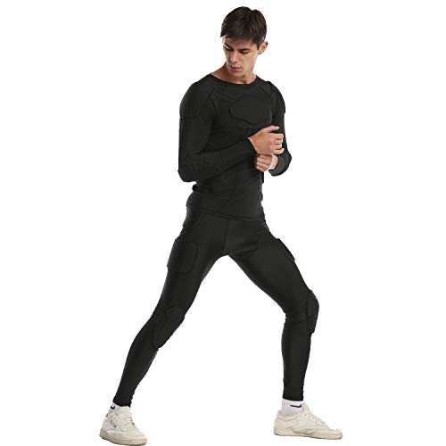 Men's Padded Compression Set Protector for Football Baseball Soccer Basketball Bike Rugby Paintball Snowboard Ski Volleyball Training - Thumbnail 5