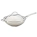 Anolon Nouvelle Stainless Steel Stir Fry Wok Pan with Lid and Helper Handle, 12-Inch, Silver