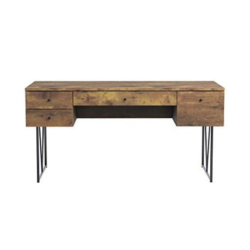 COASTER Analiese 4Drawer Writing Desk Antique Nutmeg and Black