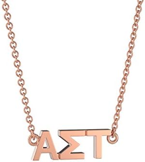 14K Rose Gold Plated Alpha Sigma Tau Signature Lavalier Necklace