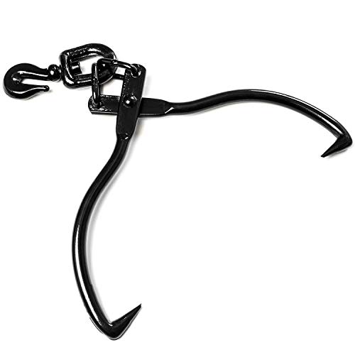 Biltek Swivel Grab Skidding Tongs - 20" Jaw Opening Log Chain Grabber with and Pre-Attached Hook - Thumbnail 3