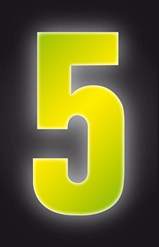 Self Adhesive Wheelie Bin Numbers 17cm - 5 - High Visibility Yellow