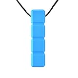 Chewelry Quad-Blockz Oral Sensory Stimulation Tool Block Piece Chew Necklace - Extra Tough, Blue - by Quell-O