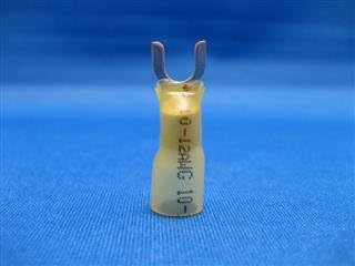 Yellow 12-10 Gauge #10 Stud Heat Shrink Spade Connectors 100 pieces.