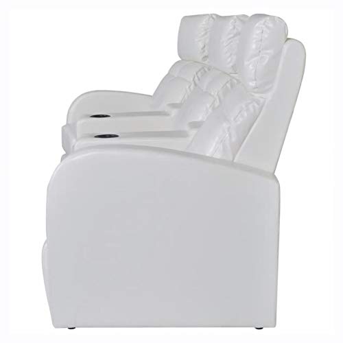 Arm Chair, Recliner & Sleeper Chair, Artificial Leather Home Cinema Recliner Reclining Sofa 3-seat White