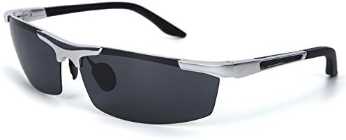 YJMILL New Aluminum magnesium Polarized Sunglasses Retro Pilots Riding Fishing Golf Travel Sports Sunglasses Men 8530 (Silver-gray, 68)