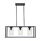 VINLUZ Contemporary Chandeliers Black 3 Light