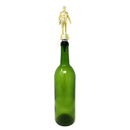 Salesman Wine Bottle Stopper - Handmade with Stainless Steel Base and Repurposed Trophy Top - Thumbnail 4