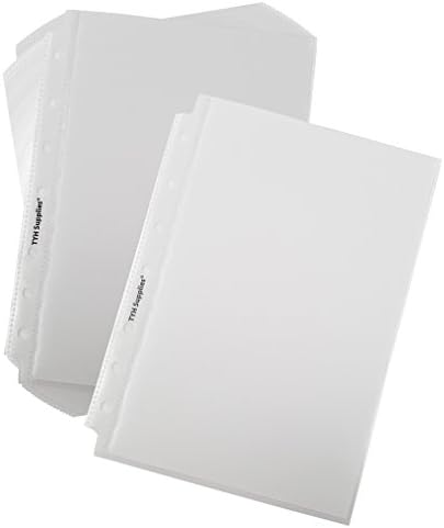 TYH Supplies200 Pack Mini Sheet Protectors For Binder | 5.5 x 8.5 Inch | Clear Non Glare Standard 7 Hole Plastic Half Page Protectors for Home, Office, and School | Top Loader Plastic Sleeves