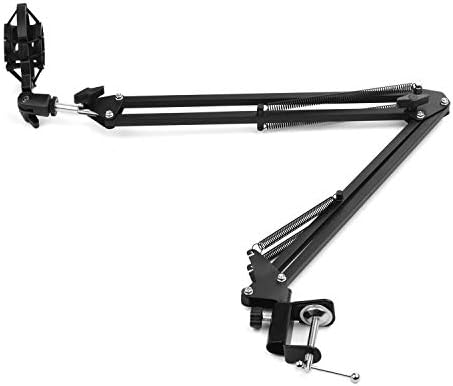 Desk microphone holder with shockproof clamp attachment.