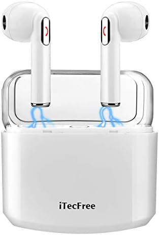 Wireless Earbuds Stereo Bluetooth Headphones with Charging Case Mini in Ear Earphones Built-in Mic Noise Reduction Sweatproof Sports Wireless Headphones Bluetooth Earbud (White)