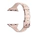 Wearlizer Nude Pink Thin Leather Compatible with Apple Watch Band 38mm 40mm for iWatch SE Womens Slim Strap Wristband Leisure Small Replacement (Rose Gold Metal Clasp) Series 6 5 4 3 2 1 Sport
