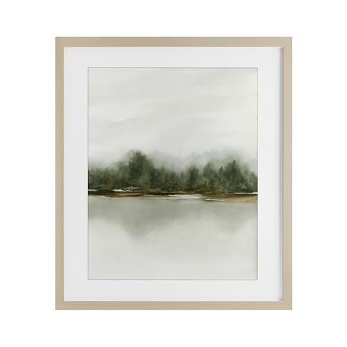 Stupell Industries Embracing Green Abstract Birch Framed Print Under Glass desi…