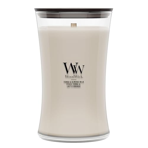 WoodWick Scented Candle | Large Hourglass Candle | Tonka & Almond Milk | Perfect Gifts for Women