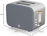 Swan Nordic 2 Slice Toaster 6 Browning Levels Defrost Reheat 900W Grey view 8