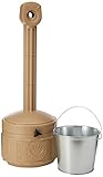 Justrite 26806B Personal Smokers Cease Fire Polyethylene Cigarette Butt Receptacle, 1 Gallon Capacity, 11" OD x 30" Height, Adobe Beige