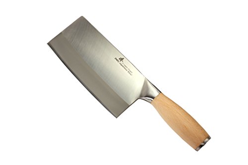 ZHEN Japanese VG-10 3-Layer Forged High Carbon Stainless Steel Medium Duty Cleaver Chef Butcher Chopping Knife(Bone Chopper), 6.5-inch, OAK Handle