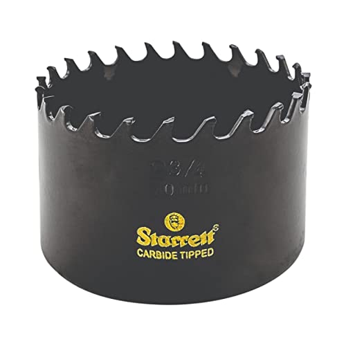 Starrett Tungsten Carbide Tipped Hole Saw - CT234 Deep Cut Holesaw Cutter - For Wood Suspended Flooring Reinforced Concrete & Fibreglass - 70MM