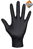 SAS Safety 66518 Raven Powder-Free Disposable Black Nitrile 6 Mil Gloves, Large, 100 Gloves by Weight - 2 Pack