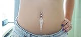 Nicerocker Hot Rhinestone Crystal Tassel Chain Dangle Navel Belly Button Ring Bar