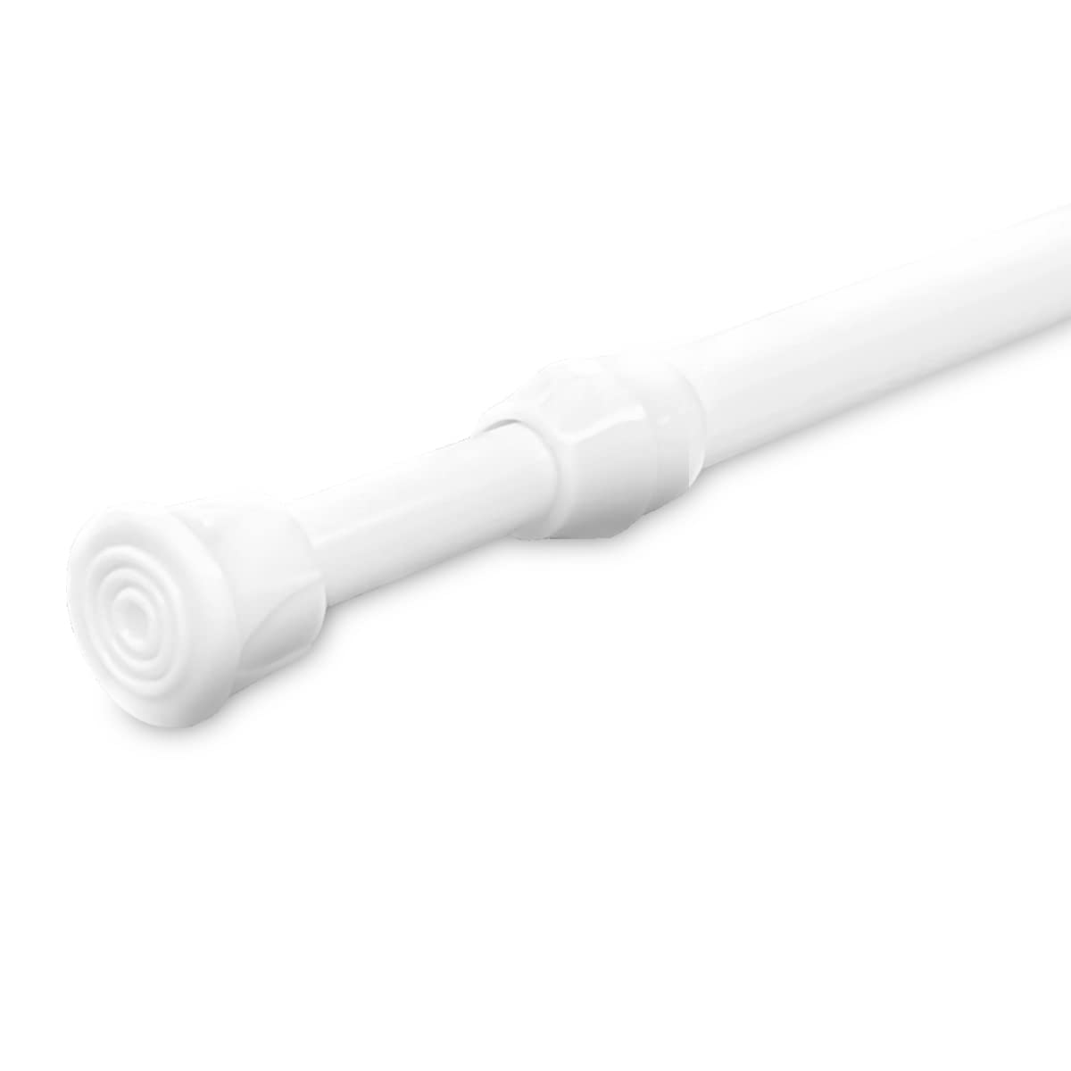 Warehouseshop WSS - White Extendable Telescopic Voile Tension Shower Curtain Holder Curtain Rail Loaded Pole Rod Bath Window (29.5-52.6cm)