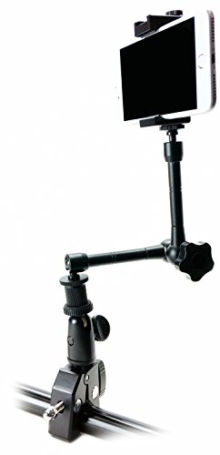 iShot Pro SecureGRIP Metal iPhone Universal Smartphone Tripod Camera Mount Adapter Holder + 11 inch 360° Extension Arm + HD Pipe Bar Pole Clamp - Fits All Cell Phones from 2.5 to 3.6 inch