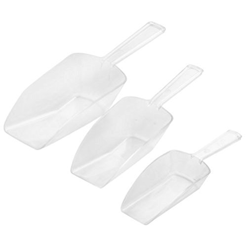 Freedi Set of 3 Plastic Kitchen Scoops Reusable Acrylic Clear Scoop for Ice Sugar Sweet Candy Bar Wedding Party Buffet Favor