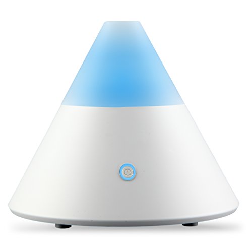 ZAQ Noor Essential Oil Diffuser LiteMist Ultrasonic Aromatherapy With Ionizer and Color-Changing Light - 80 ML Capacity, White