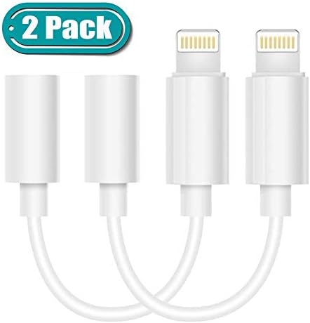 (2 Pack) Lighting to 3.5mm Headphones/Earbuds Jack Adapter Aux Cable Earphones/Headsets Converter Accessories Support iOS 12/11-Upgraded Compatible with iPhone XS/XR/X/8/8 Plus/7/7 Plus/ipad/iPod