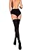 THIGH HIGH Opaque Lace Top Silicone Stockings Nylon Hosiery 40 Den S - XL (Nero, XL)