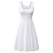 Herou Women Summer Beach Casual Flared Midi Tank Dress (Medium, White)