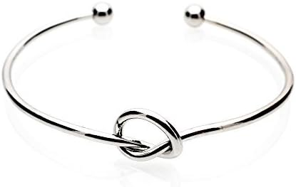 Knot Open Cuff Bangle Bracelet in Silver