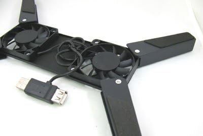 Cable N Wireless Portable Notebook Laptop Foldable USB 2 Fans Cooling Cooler (Black)