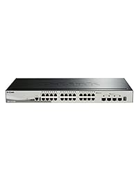 Interruptor apilable SmartPro de 28 puertos D Link y 2 puertos SFP Gigabit, Negro