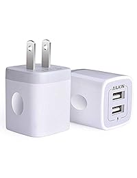 Cargador de pared USB, bloque de carga, Ailkin 2,1 A, multipuerto de carga rápida, repuesto para iPad, Apple, iPhone, iPod, Samsung Galaxy, Huawei, HTC, LG, Nokia u otros dispositivos inteligentes para teléfonos móviles, 01-Blanco