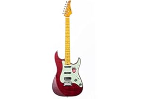 EART NK-C3 Electric Guitar with 6 String S-S-H Maple Fingerboard Solid Body Right Handed, Stainless Steel Frets, Red