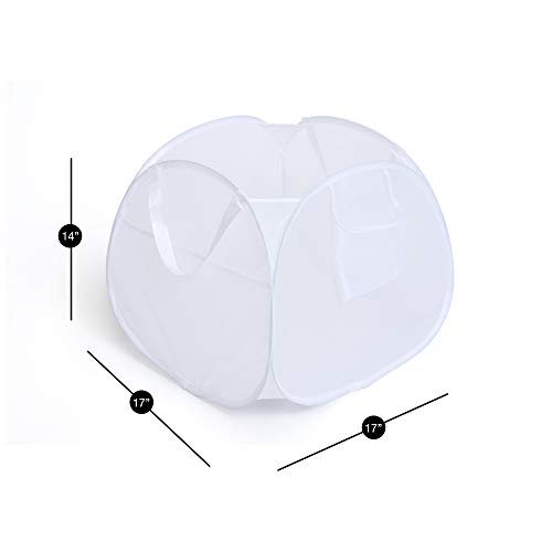 Smart Design Deluxe Mesh Pop Up Square Laundry Hamper w/ Side Pockets & Handles - Durable Fabric Collapsible Design - for Clothes & Laundry - Home - (Holds 2 Loads) (17 x 14 Inch) [White] - Thumbnail 2