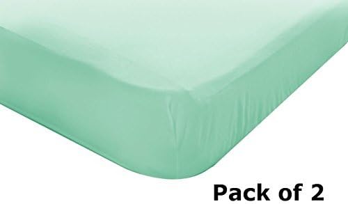 Jersey Knit Fitted Sheet for Cot Bed (75" X 33") (Mint 2 Pack)