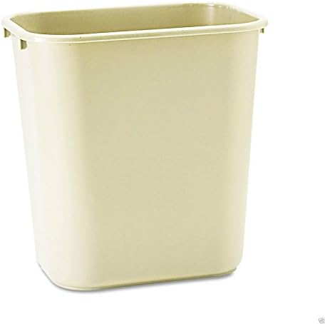 Plastic Trash Can Wastebasket Beige 7 Gallon