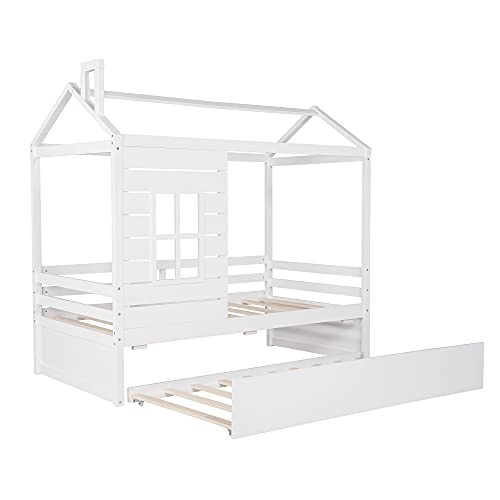 MERITLINE House Daybed with Trundle,House Bed Twin Bed for Kids,No Box Spring Needed Pricepulse