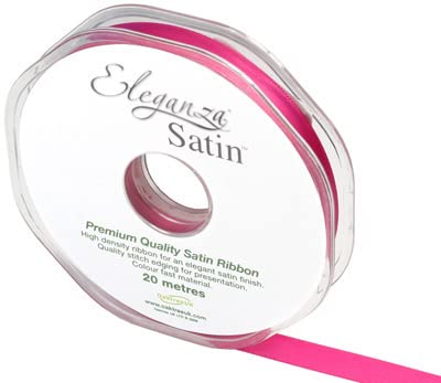 ELEGANZA Double Faced Satin 10mm x 20m Fuchsia No.28, Fuschia, 10 mm x 20 m