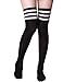 Haslra Women's Over the Knee High Socks 2 Pairs (Triple Strip-Mix7-TALL),(Shoe size 9-10.5)