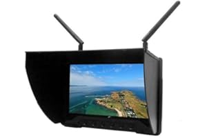 Flysight Black Pearl RC801 FPV Monitor with DVR 5.8Ghz 40CH 7" HD Screen Diversity Receiver 1024x600 Monitor with Integrated Battery and Sunshade Hood for DJI Phantom (RPSMA ANT)