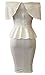 Blansdi Women Off Shoulder Ruffle Plain Bodycon Party Pencil Peplum Dress