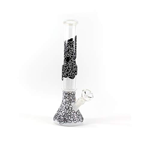 Ulimitx Handmade Glass Crafts Pipe, Dual Water Percolator Glass Big Water Chamber - Easy to Grip and with Ice Shelf, Unique Rubber Plug Design