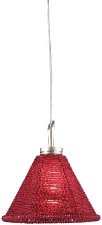 PLC Lighting 237 RED 1 Light Belmondo Collection Mini Pendant, Satin Nickel Finish