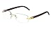 Dapper Rimless Rectangular Metal & Wood Eyeglasses / Clear Lens Sunglasses - Frames (Gold & Cherry Wood, Clear)