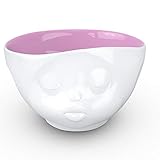 FIFTYEIGHT PRODUCTS TASSEN Porcelain Bowl, Kissing Face Edition, 16 oz. White Outside, Berry Color Inside