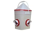 RentACoop Chicken Feeder-Holds 20 Pounds-Pellets-Crumbles-Grain in Bucket - for 21st Century Chicken Owners - Inside or Outside of Coop - Use with Nipple Waterer (2 Feed Ports - Corner (4-6 Hens))